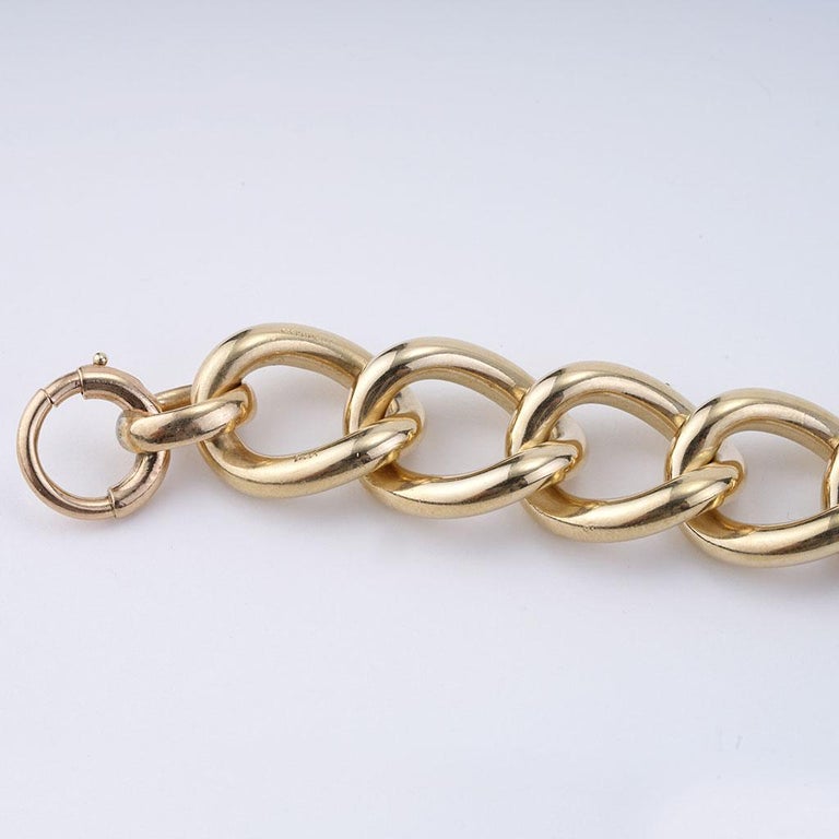 Contemporary Tiffany & Co Wide Rolo Link Bracelet in 14K Yellow Gold For Sale