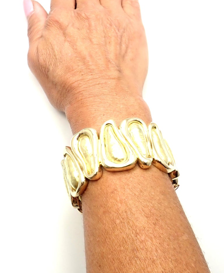 Tiffany and Co. Wide Yellow Gold Bangle Bracelet For Sale at 1stDibs