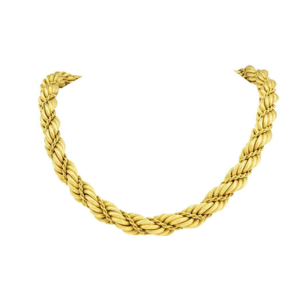 Tiffany and Co. Wide Yellow Gold Rope Necklace For Sale at 1stDibs