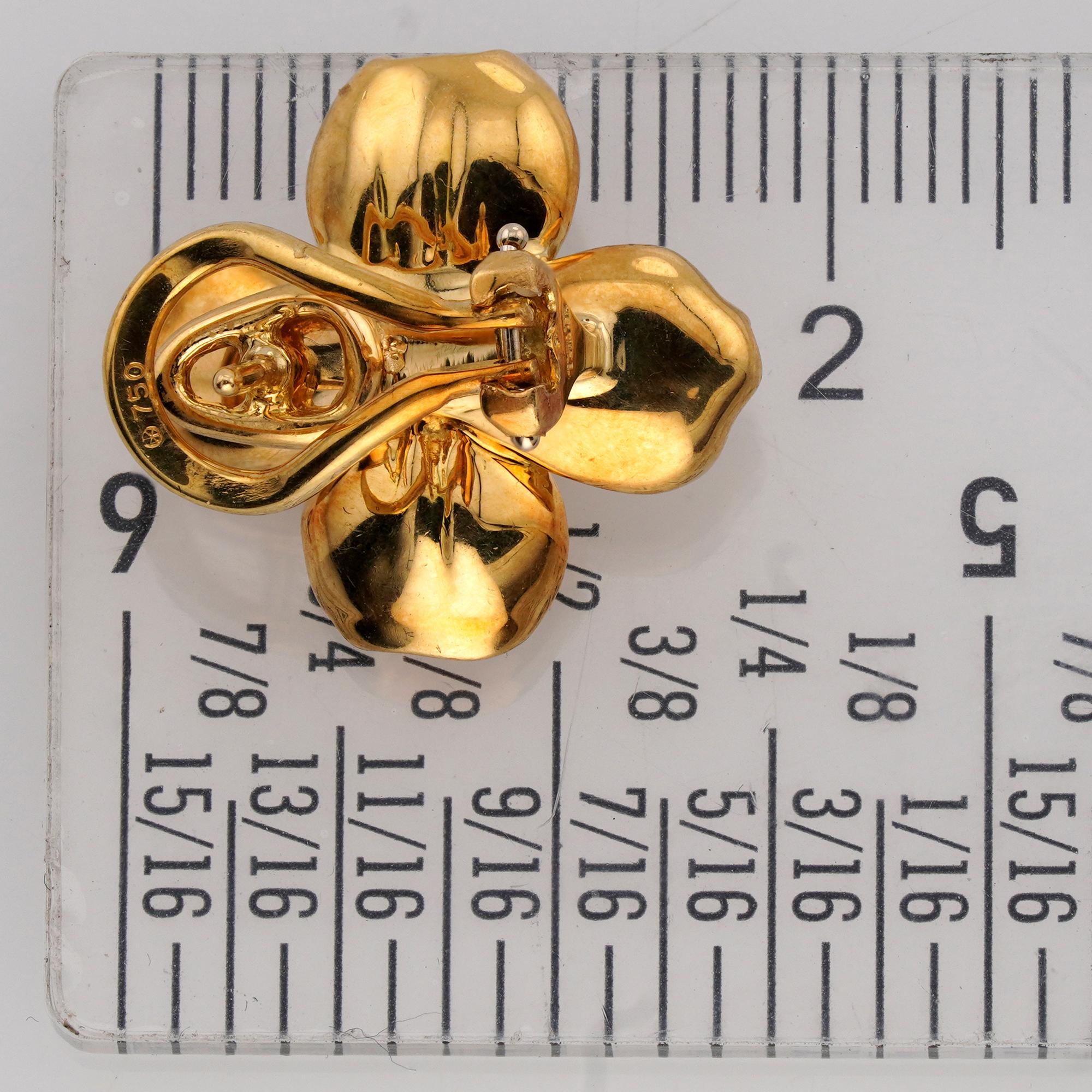 TIFFANY & CO Wildrose Hartriegel Blume Gelbgold Diamant Ohrringe im Angebot 2