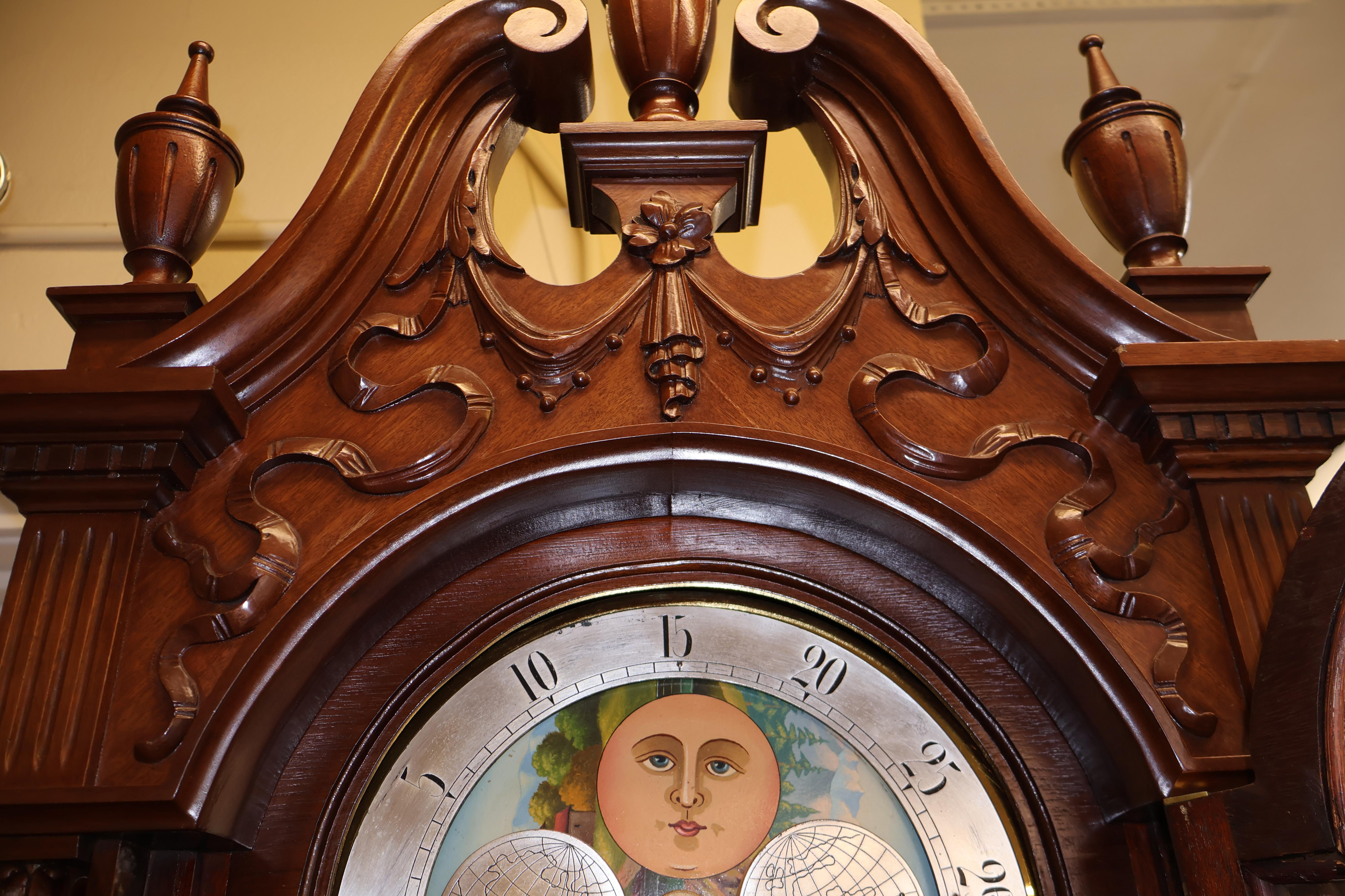 Tiffany & Co Winterhalder Hofmeier 9 Gong Musical Mahogany Grandfather Clock 4