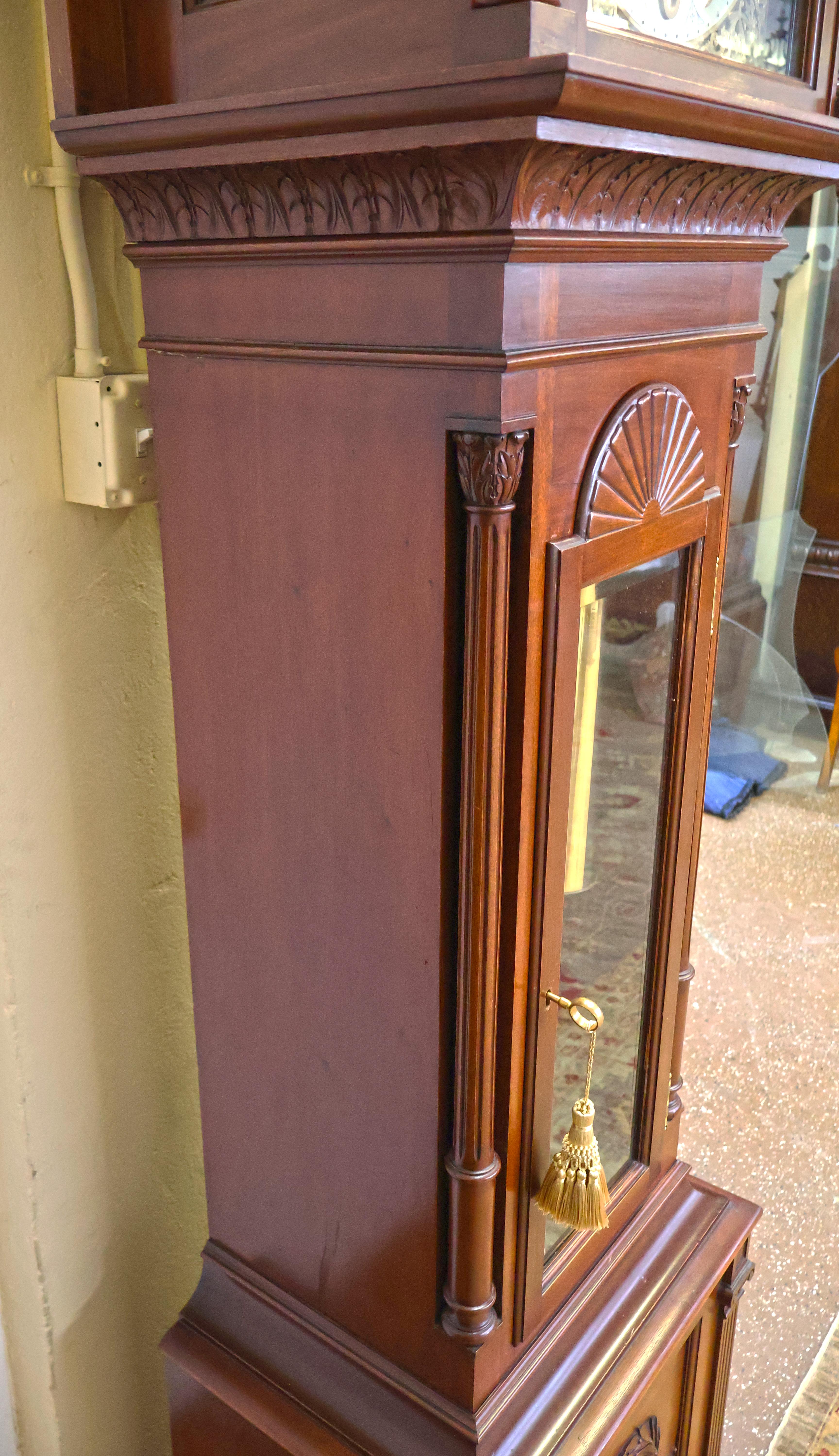 Tiffany & Co Winterhalder Hofmeier 9 Gong Musical Mahogany Grandfather Clock 7