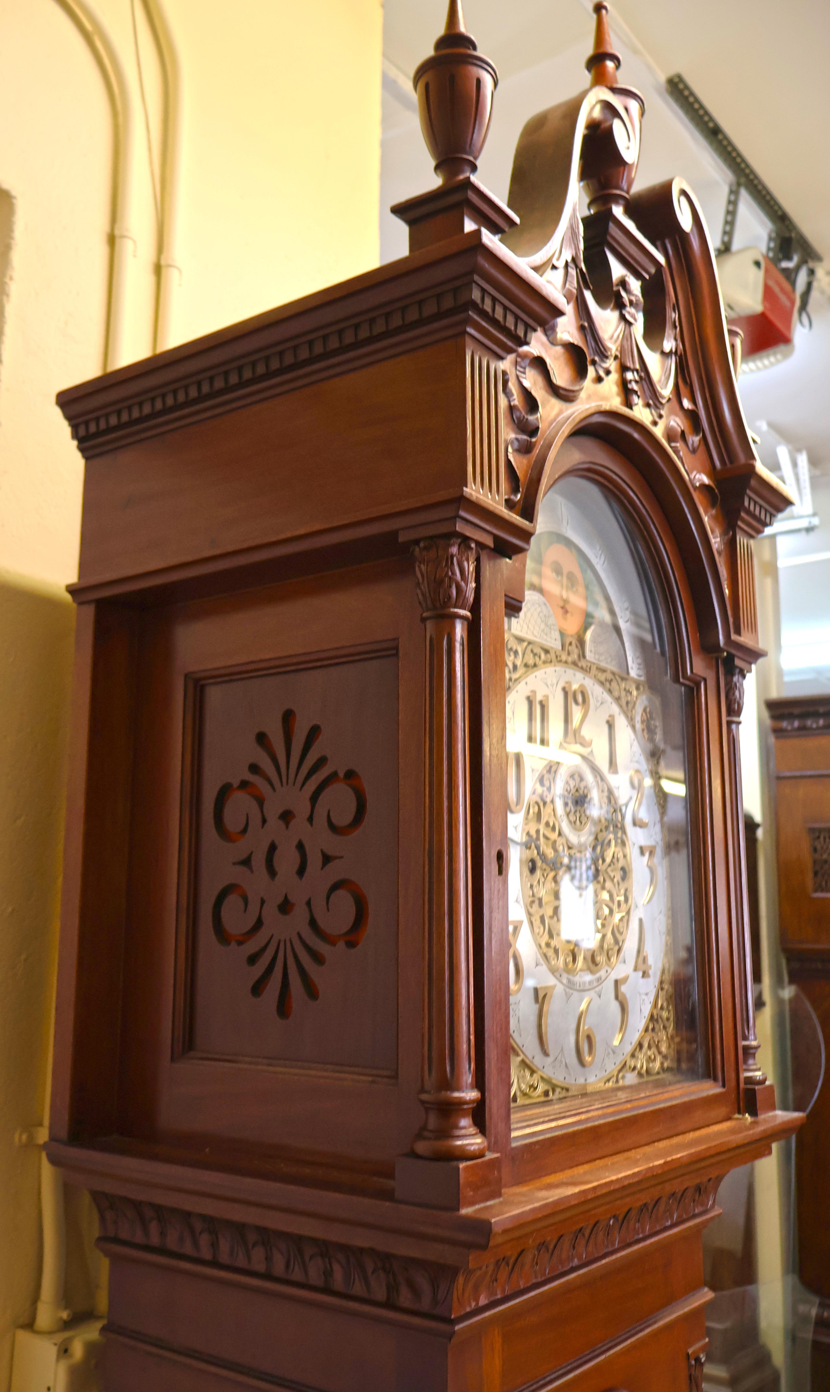 Tiffany & Co Winterhalder Hofmeier 9 Gong Musical Mahogany Grandfather Clock 8
