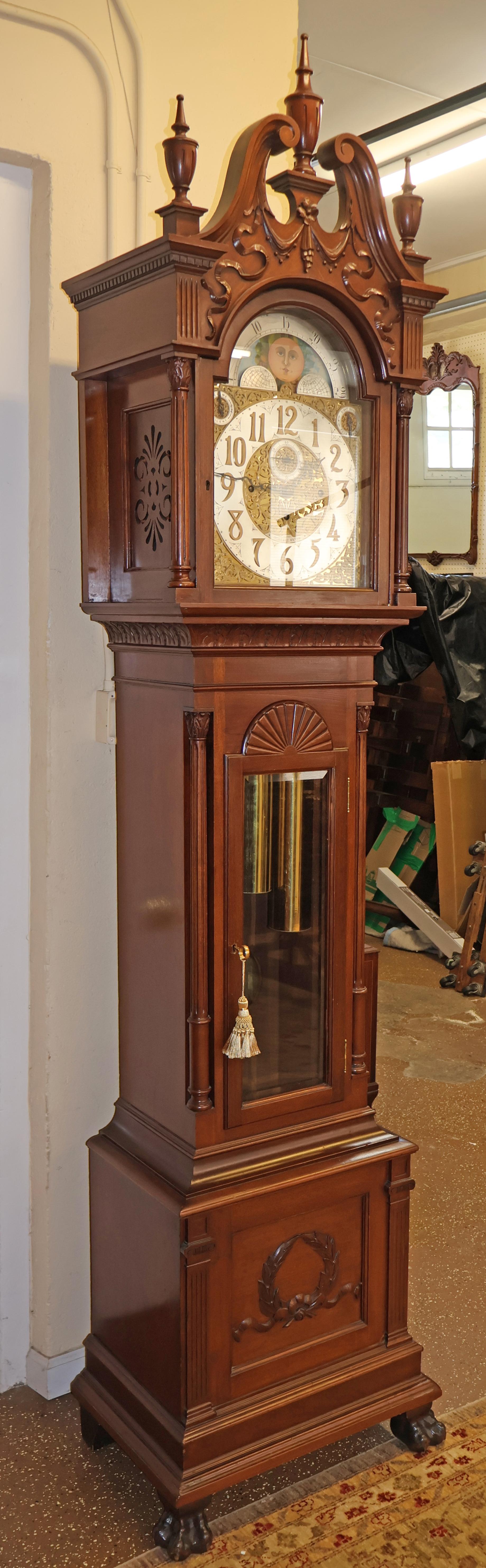 American Tiffany & Co Winterhalder Hofmeier 9 Gong Musical Mahogany Grandfather Clock