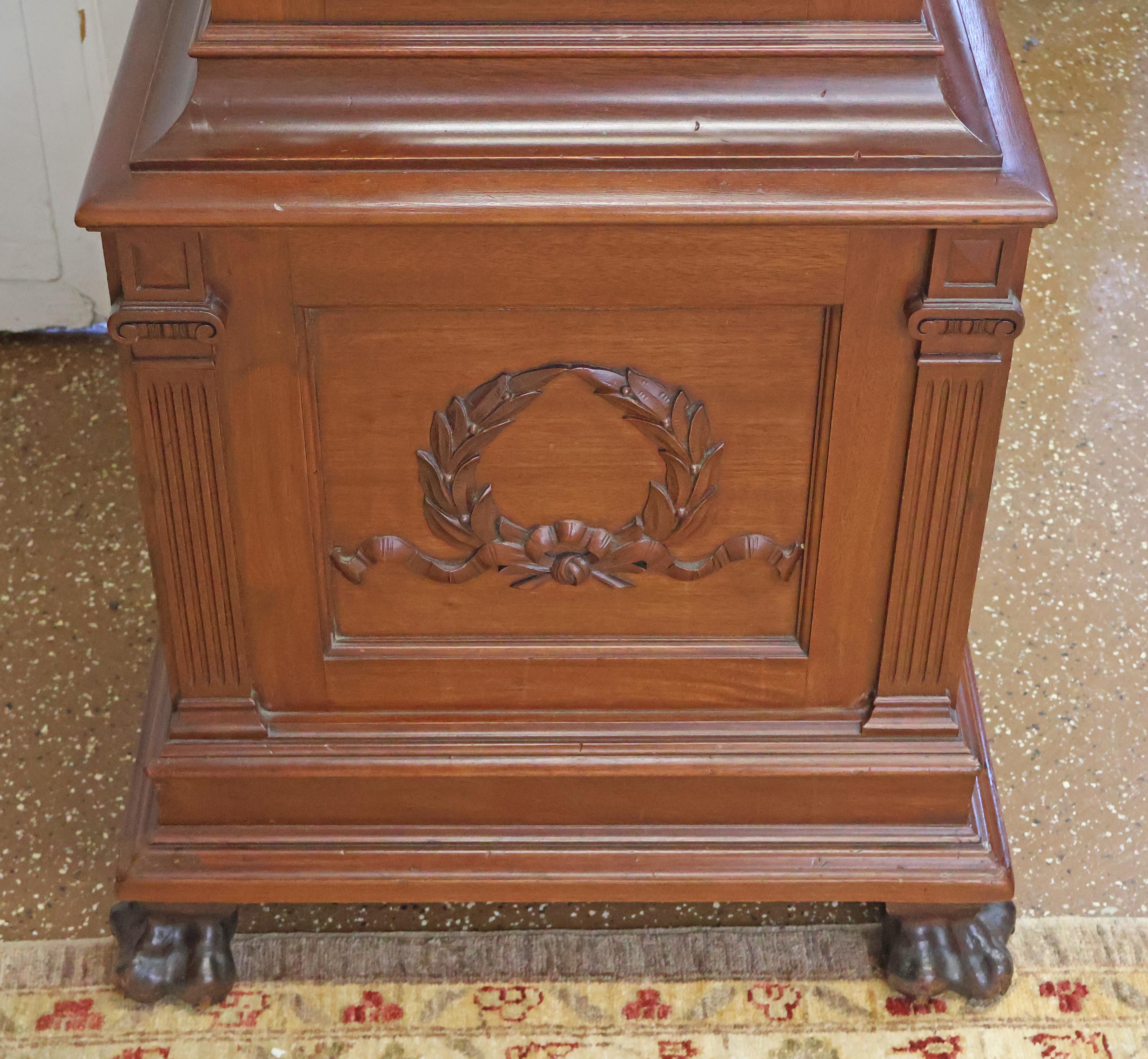 Tiffany & Co Winterhalder Hofmeier 9 Gong Musical Mahogany Grandfather Clock In Good Condition In Long Branch, NJ