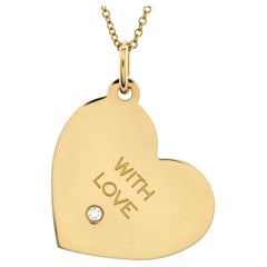 Tiffany & Co. With Love Heart Tag Pendant Necklace 18K Yellow Gold with Diamond