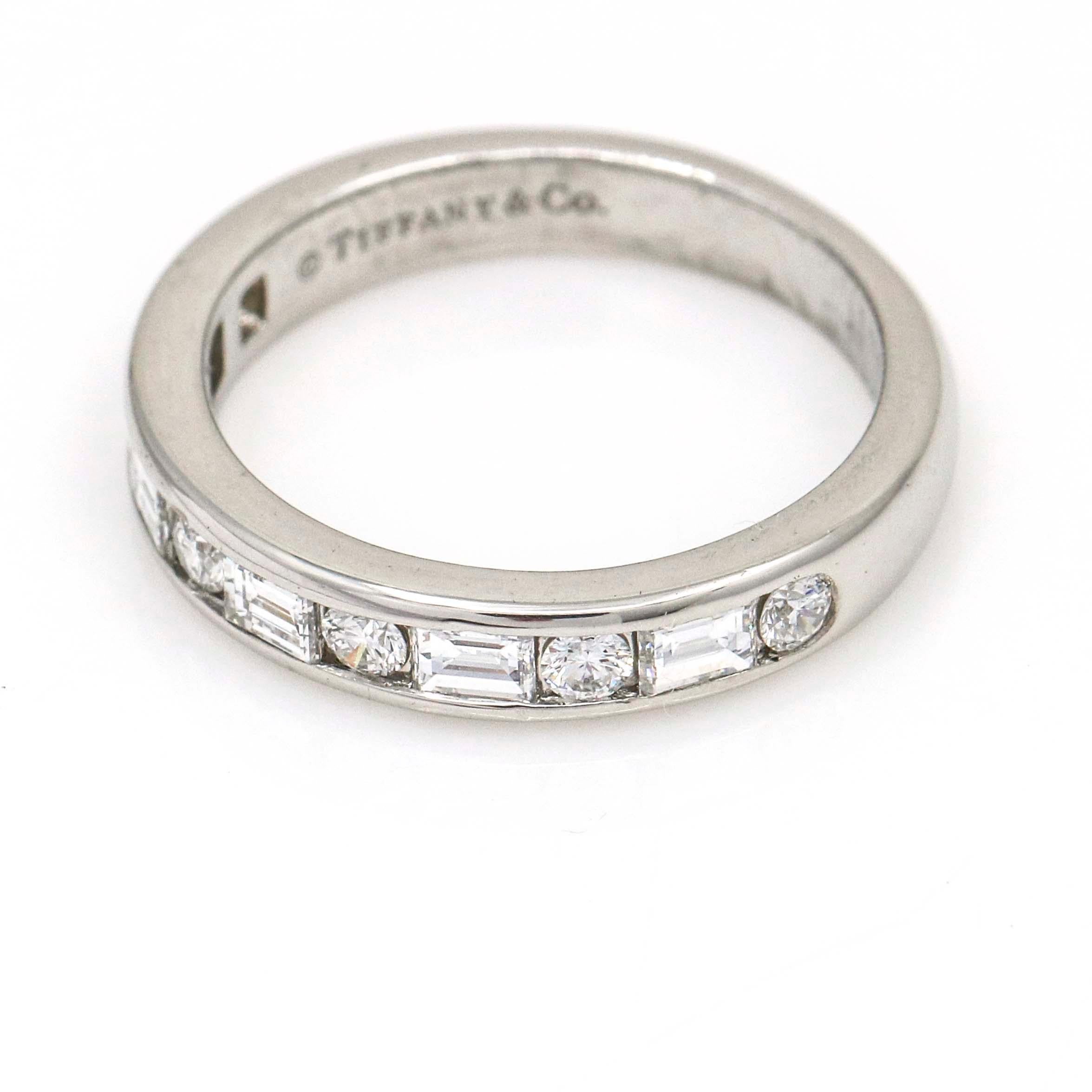 Tiffany & Co. Women's Round Baguette Diamond Band Ring in Platinum For Sale 1