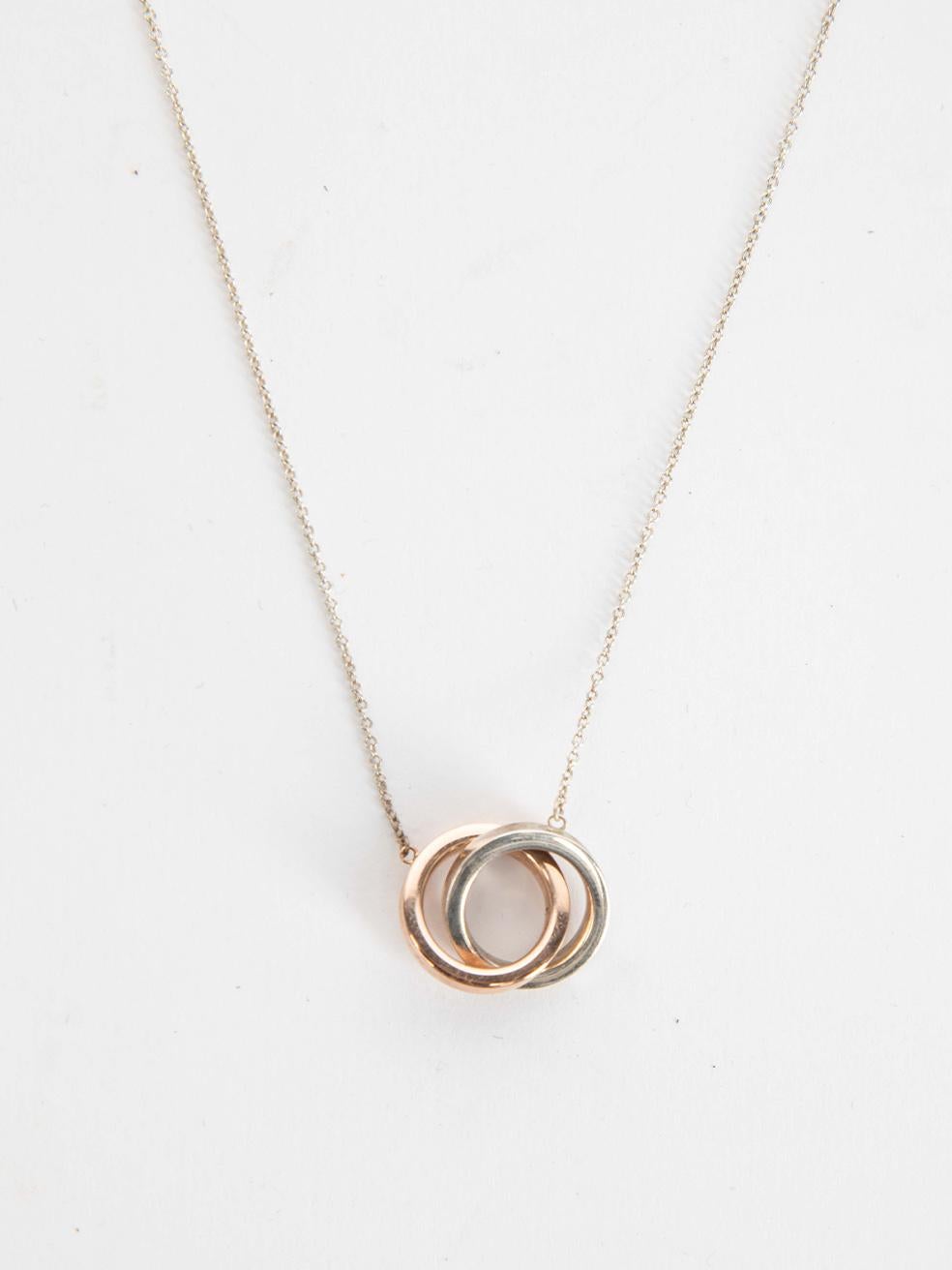Tiffany & Co Women's Silver & Rose Gold Interlocking Rings Necklaces In Good Condition In London, GB