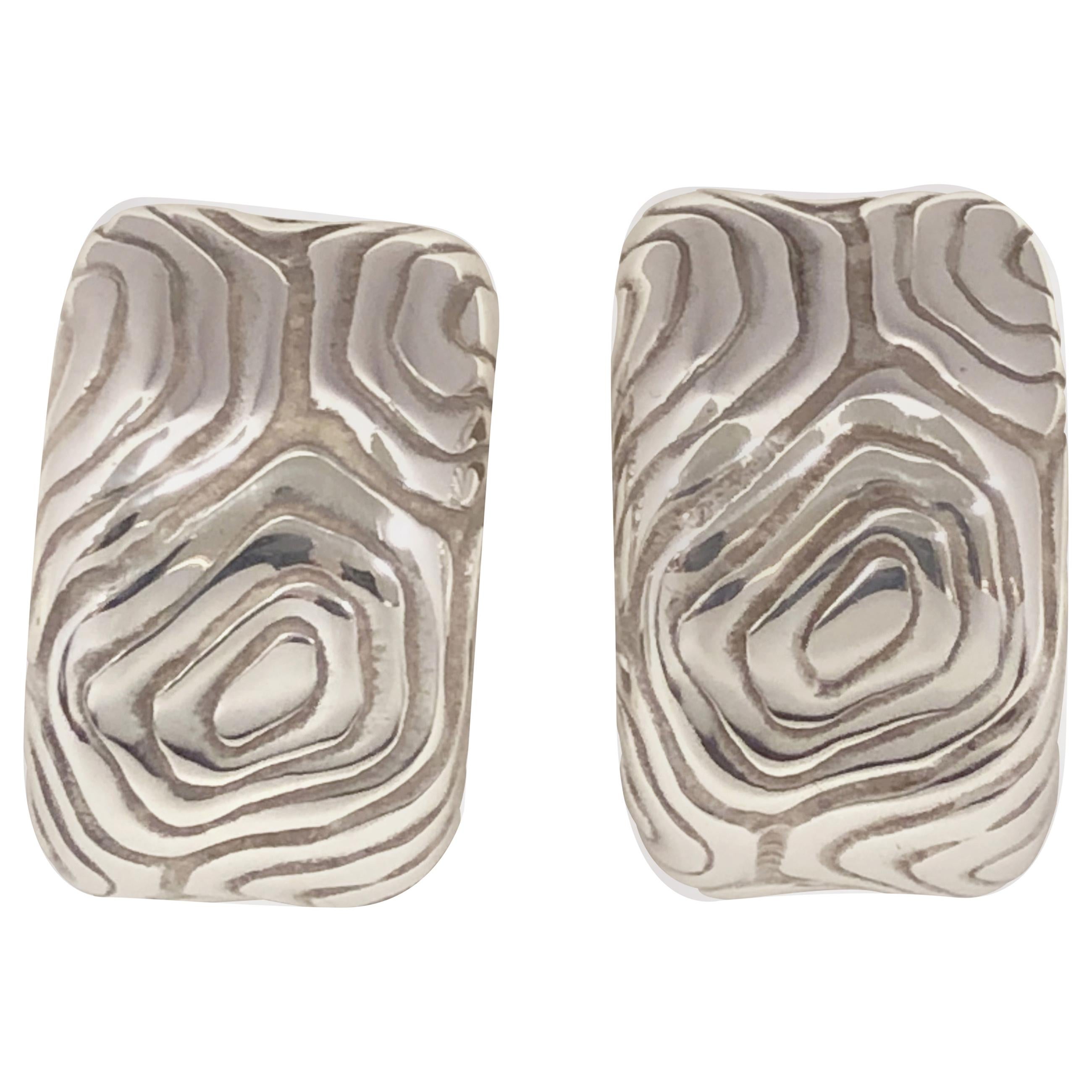 Tiffany & Co. Wood collection Large Sterling Earrings, 1990s