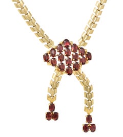 Tiffany & Co. Wordley Allsopp & Bliss Garnet 14 Karat Gold Wheat Link Necklace