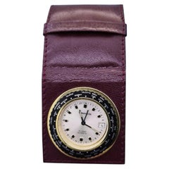 Tiffany & Co. World Time Travel Alarm Clock Swiss Made with Leather Case