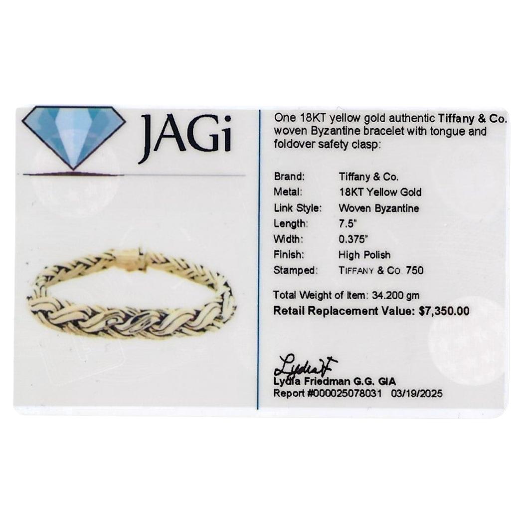 Tiffany & Co. Woven Byzantine Chain Bracelet in Polished 18 Karat Yellow Gold For Sale 4