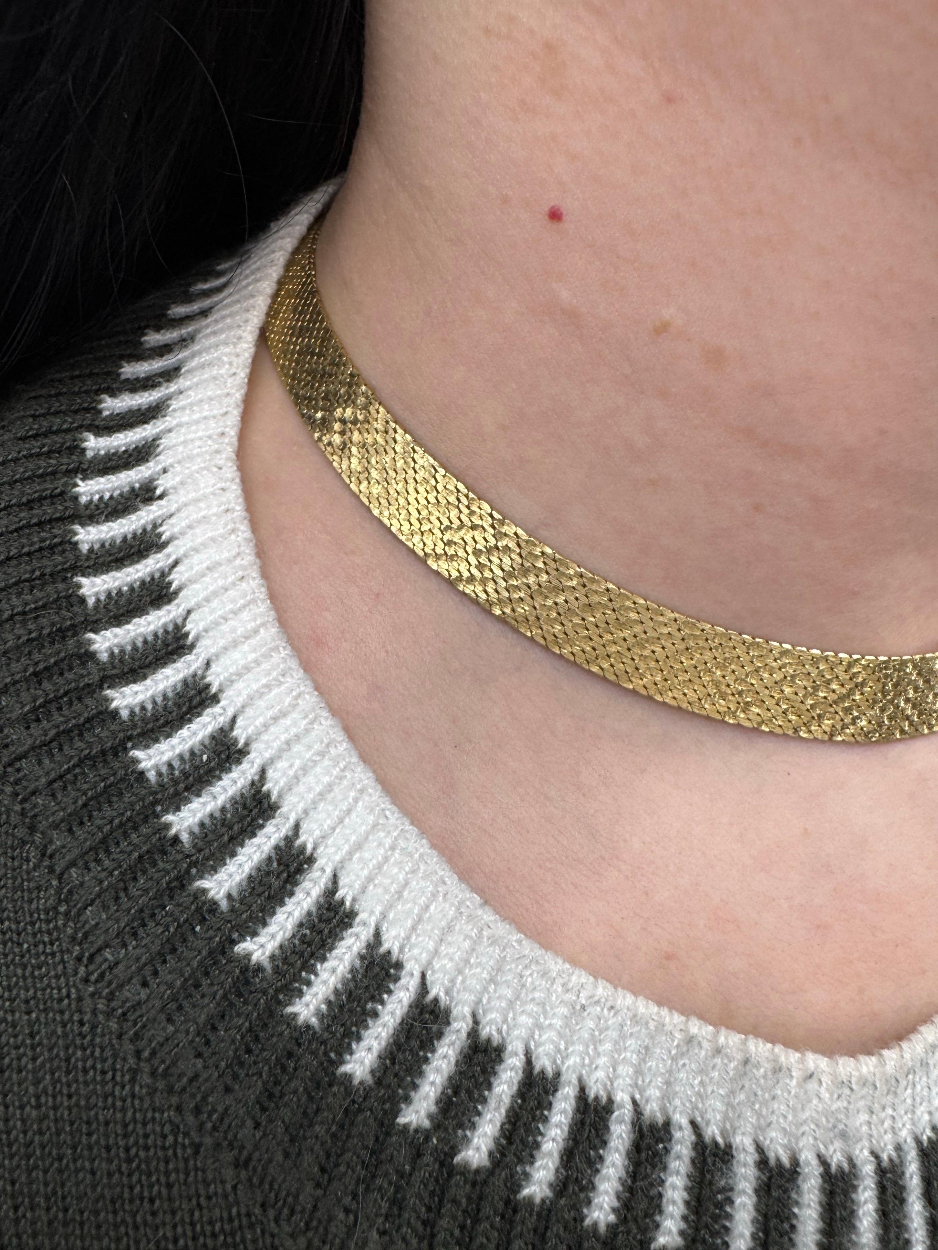 Tiffany & Co, Woven Collar Necklace 14 Karat Yellow Gold 49 Grams 15 Inches In Excellent Condition For Sale In New York, NY