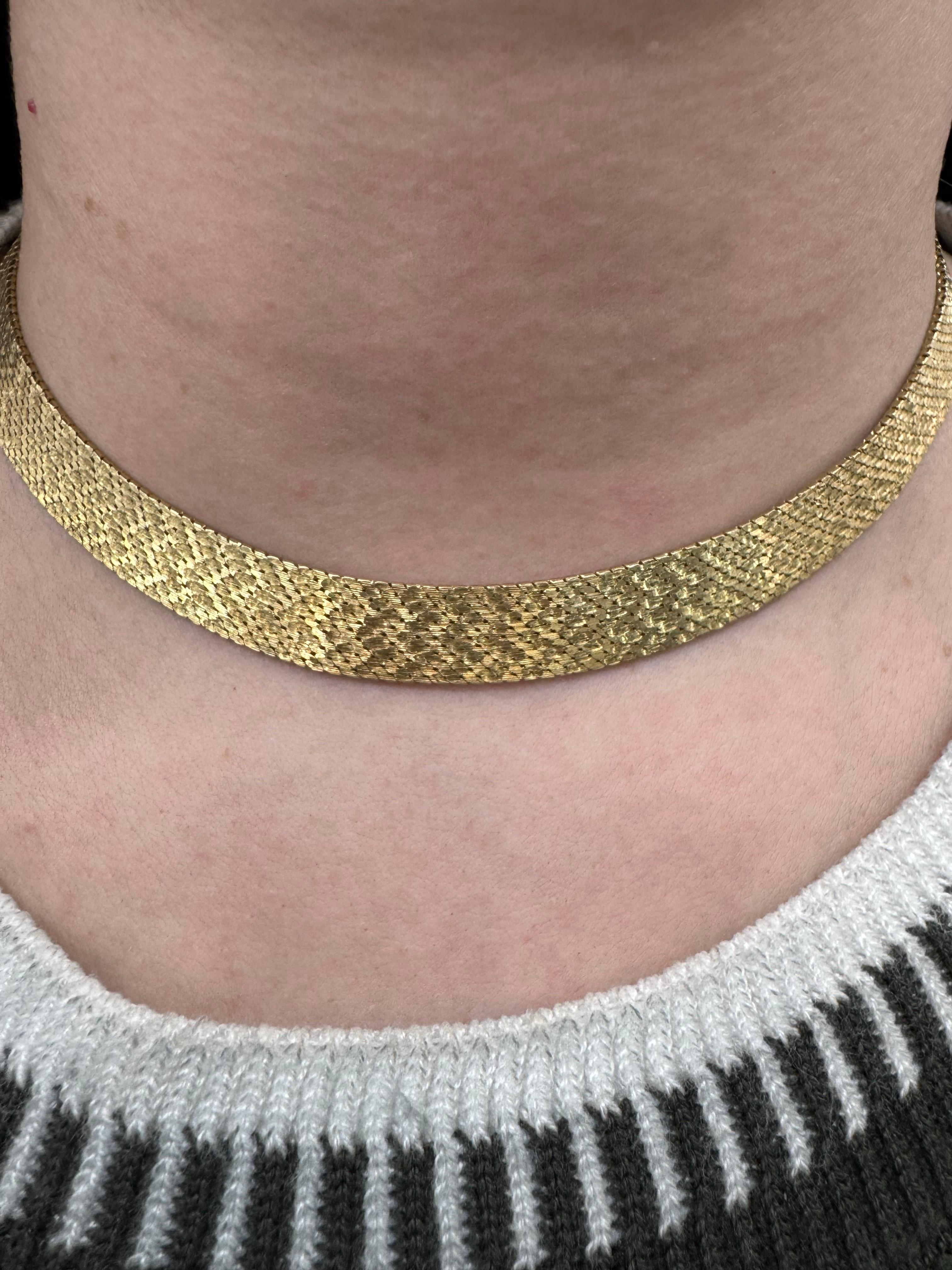 Women's Tiffany & Co, Woven Collar Necklace 14 Karat Yellow Gold 49 Grams 15 Inches For Sale