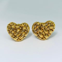 Tiffany & Co. Woven Heart 'Signature Series' Ear Clips, 1990s
