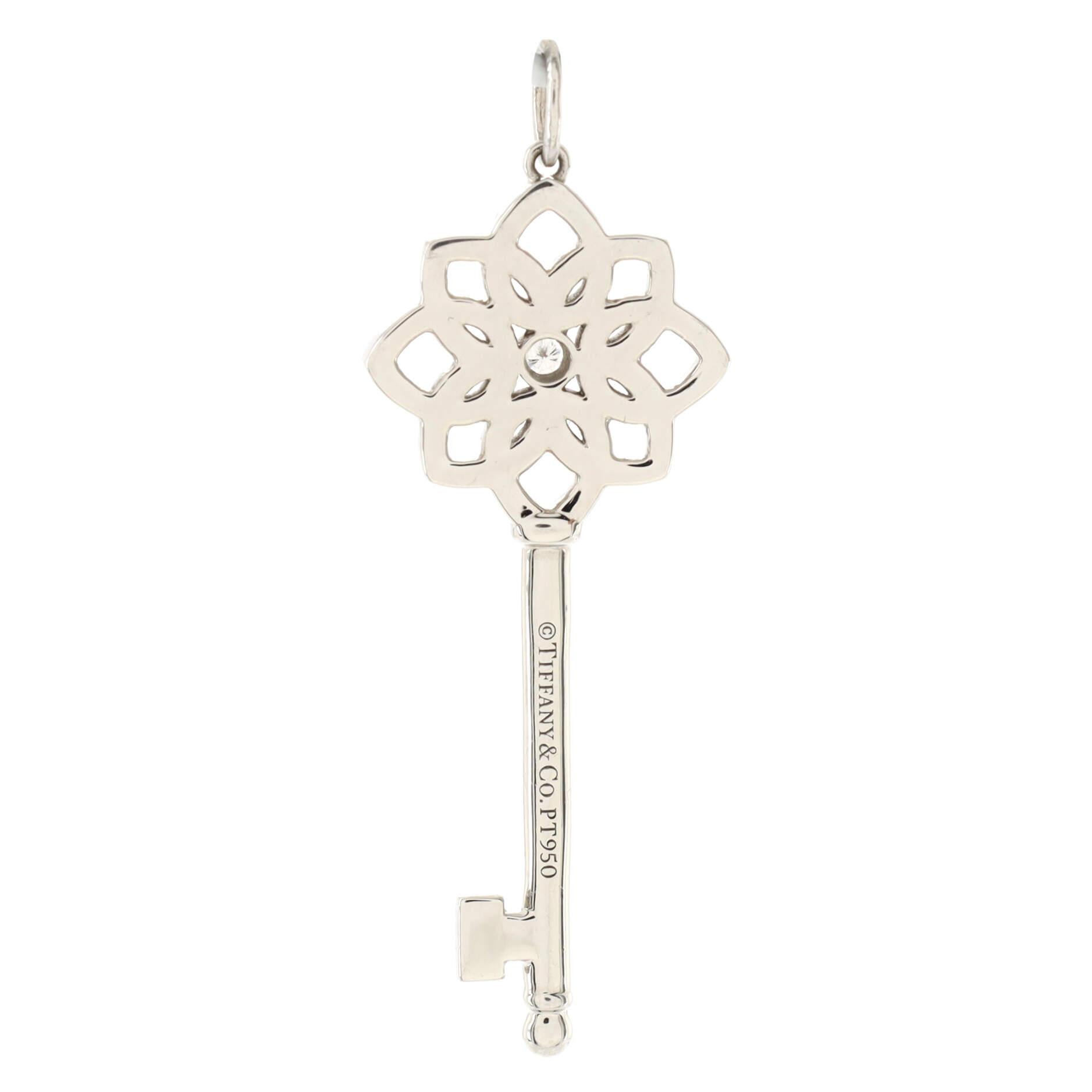 Tiffany & Co. Woven Key Pendant Pendant & Charms Platinum with Diamonds In Good Condition In New York, NY