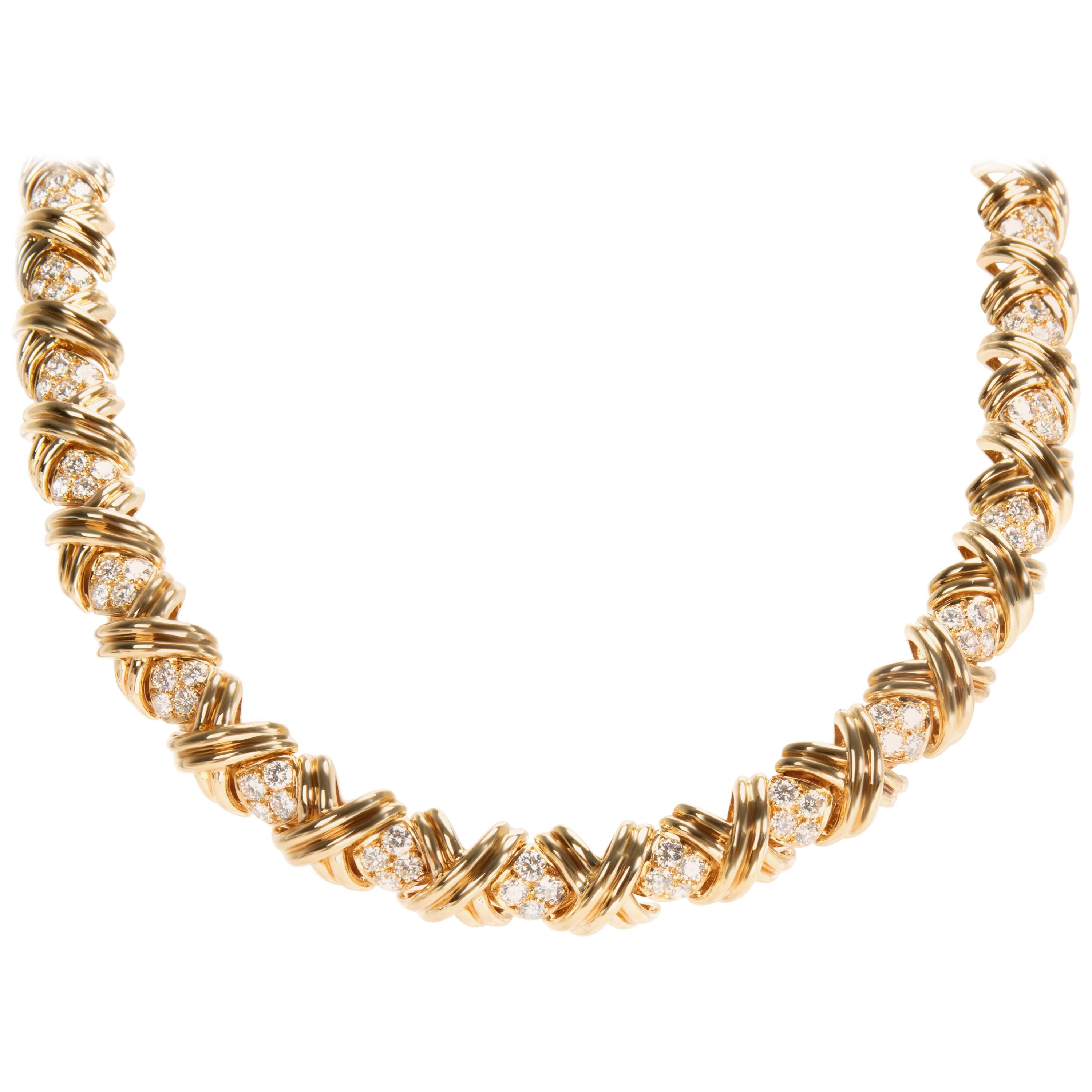 Tiffany & Co. X-Collection Diamond Necklace in 18 Karat Yellow Gold 8.28 Carat