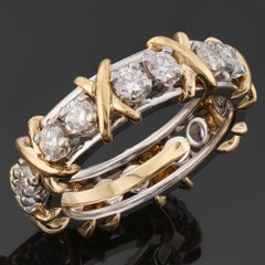 TIFFANY & CO. X Diamond Platinum Yellow Gold Band Ring