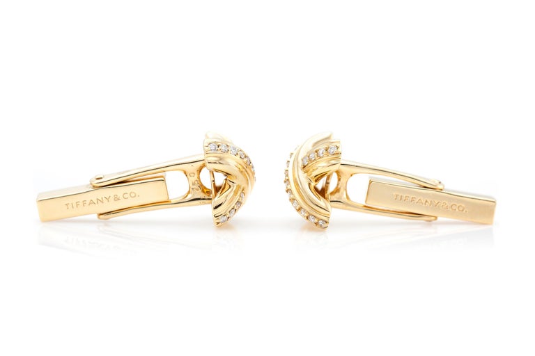 Tiffany & Co. X Gold and Diamond Cufflinks In Good Condition For Sale In New York, NY