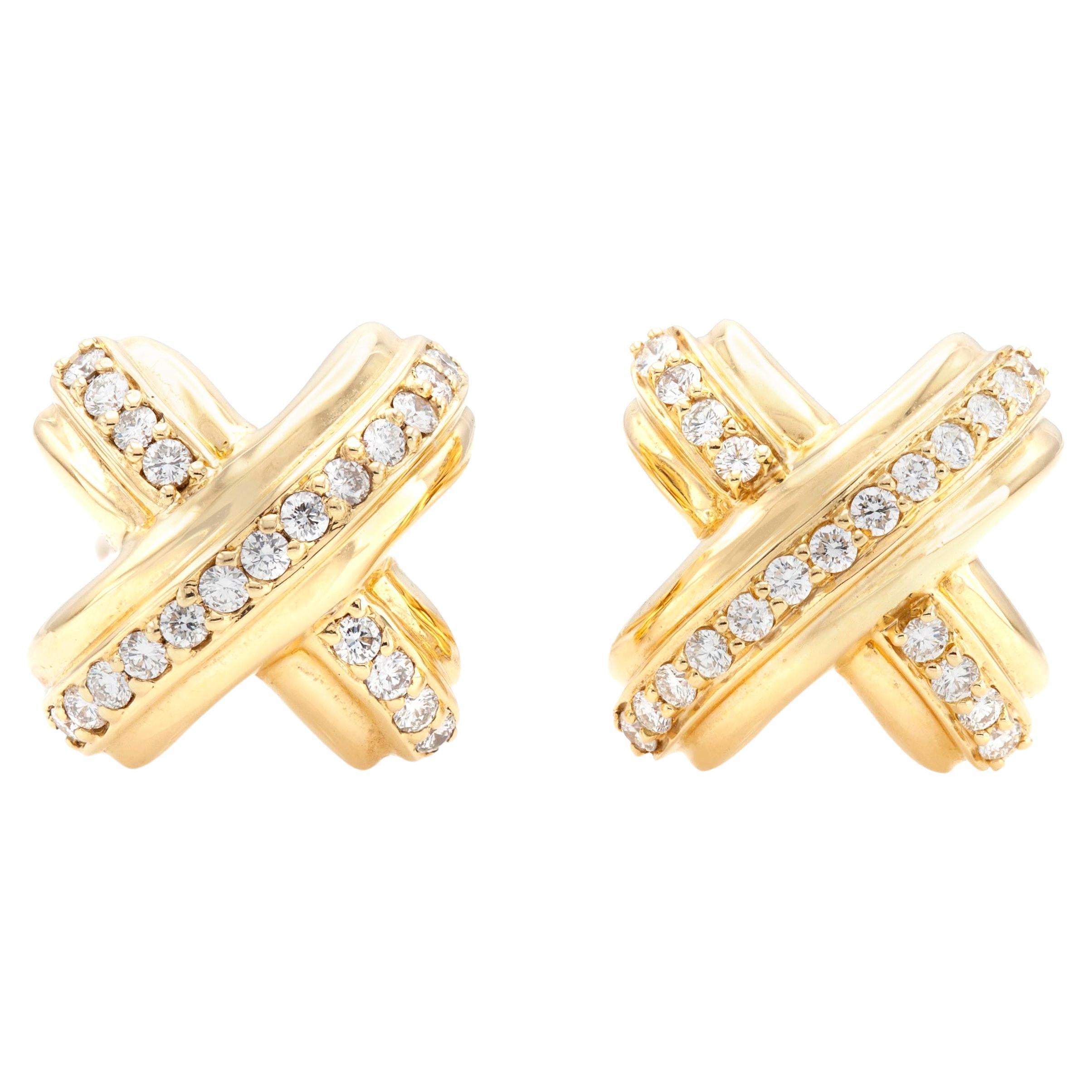 Tiffany & Co. X Gold and Diamond Cufflinks For Sale