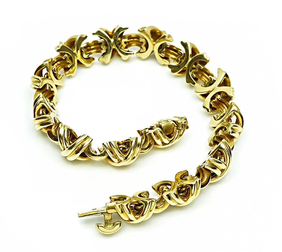 Tiffany & Co X Gold Bracelet In Good Condition For Sale In New York, NY