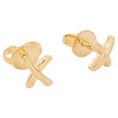 Vintage Tiffany& Co "X" Kiss  Earring in 18K Yellow Gold