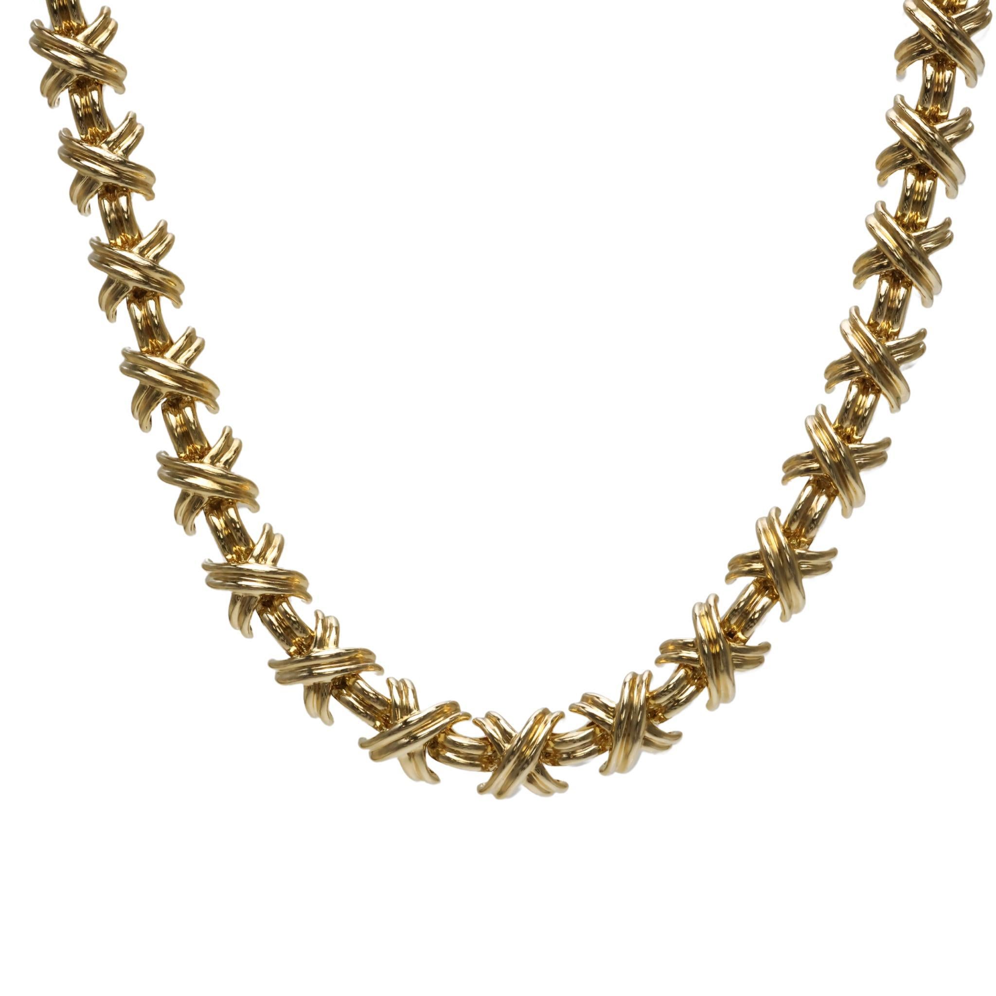 Tiffany and Co. X Link Necklace in 18k Yellow Gold For Sale at 1stDibs