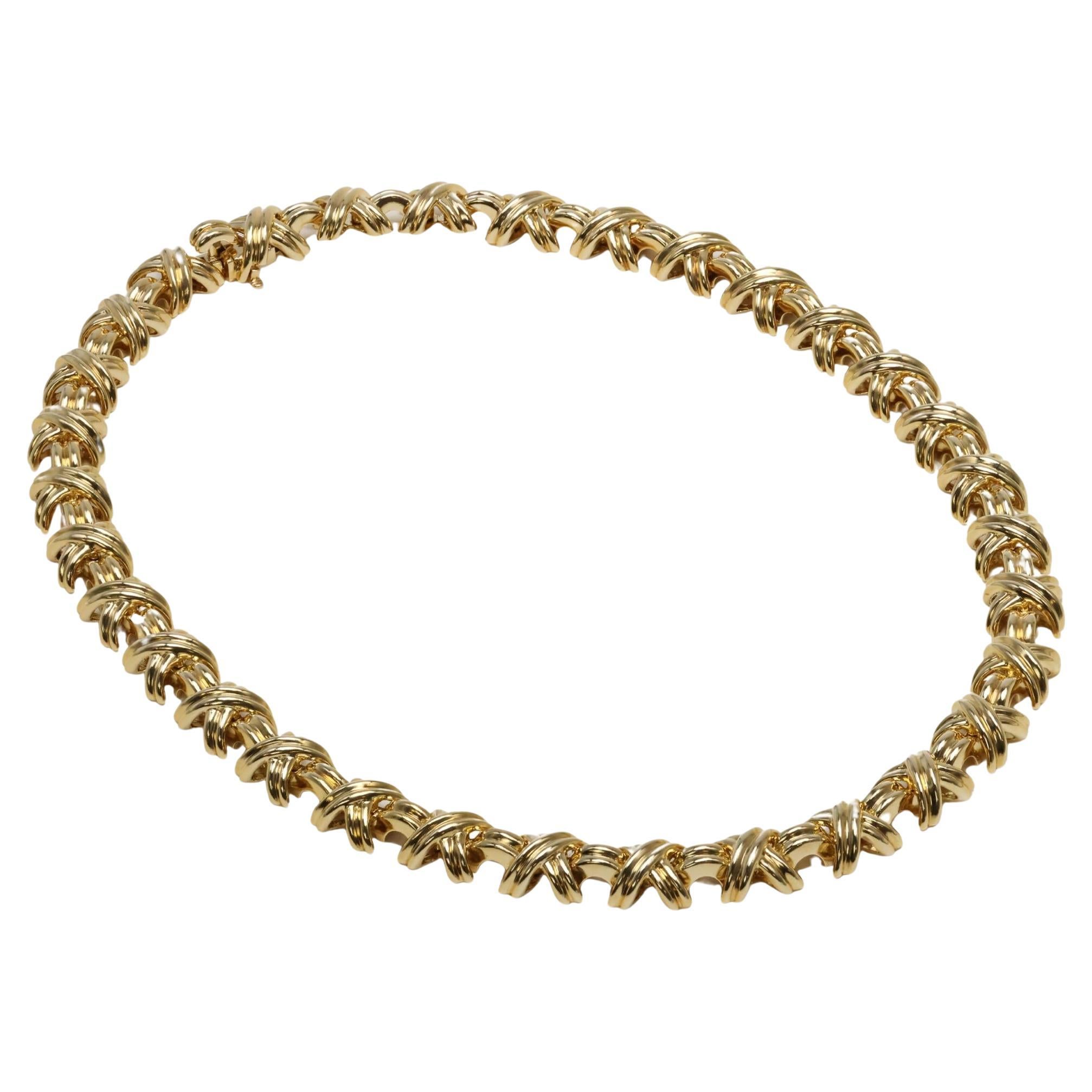 Tiffany and Co. X Link Necklace in 18k Yellow Gold For Sale at 1stDibs