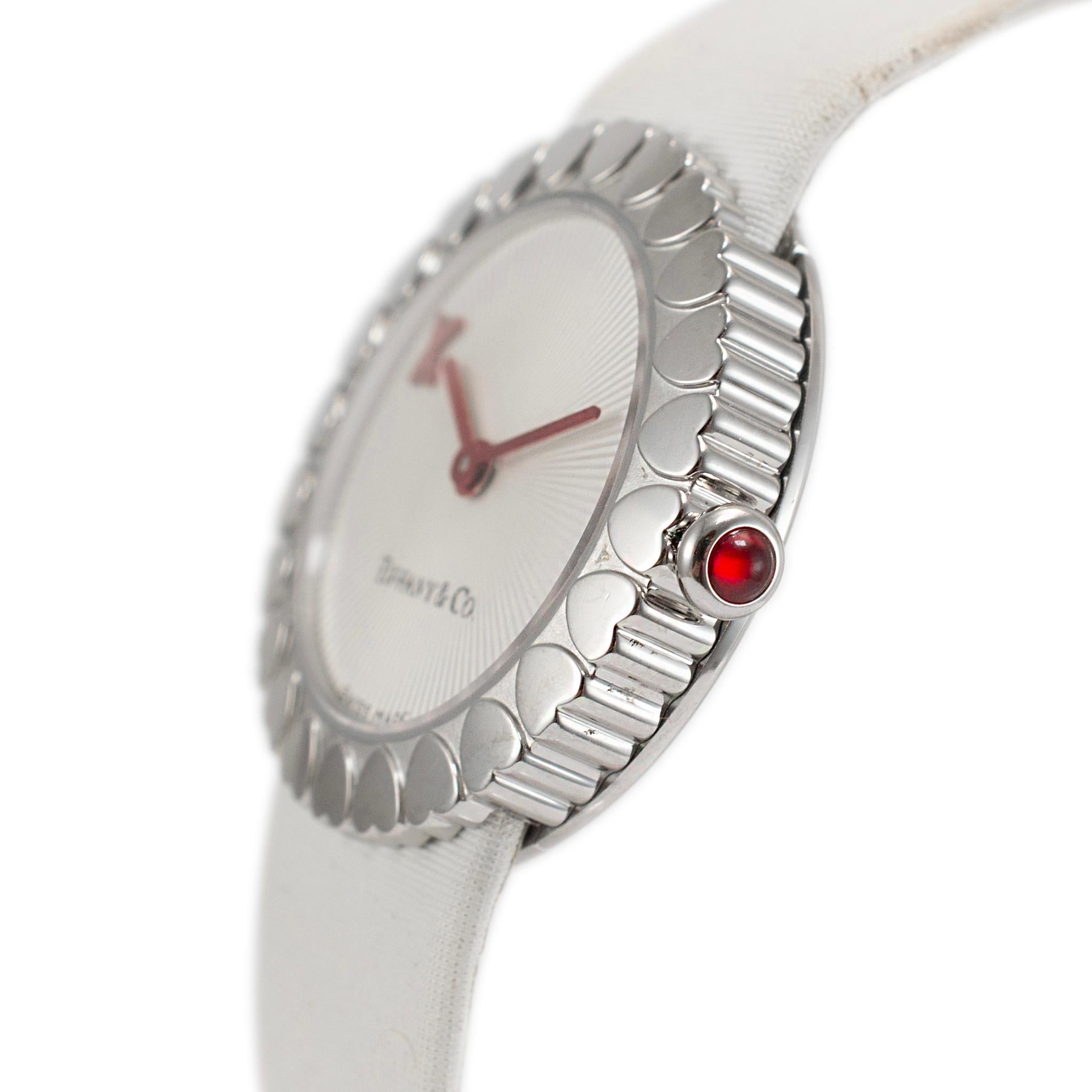 Tiffany & Co. X Paloma Picasso Crown of Hearts 28MM Stainless Steel Ladies Watch In Excellent Condition In Houston, TX