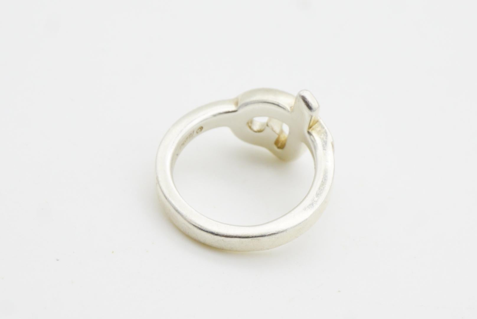Tiffany & Co. x Paloma Picasso Silver 925 Heart Love Intertwined Ring 5 1/2 UK L For Sale 5