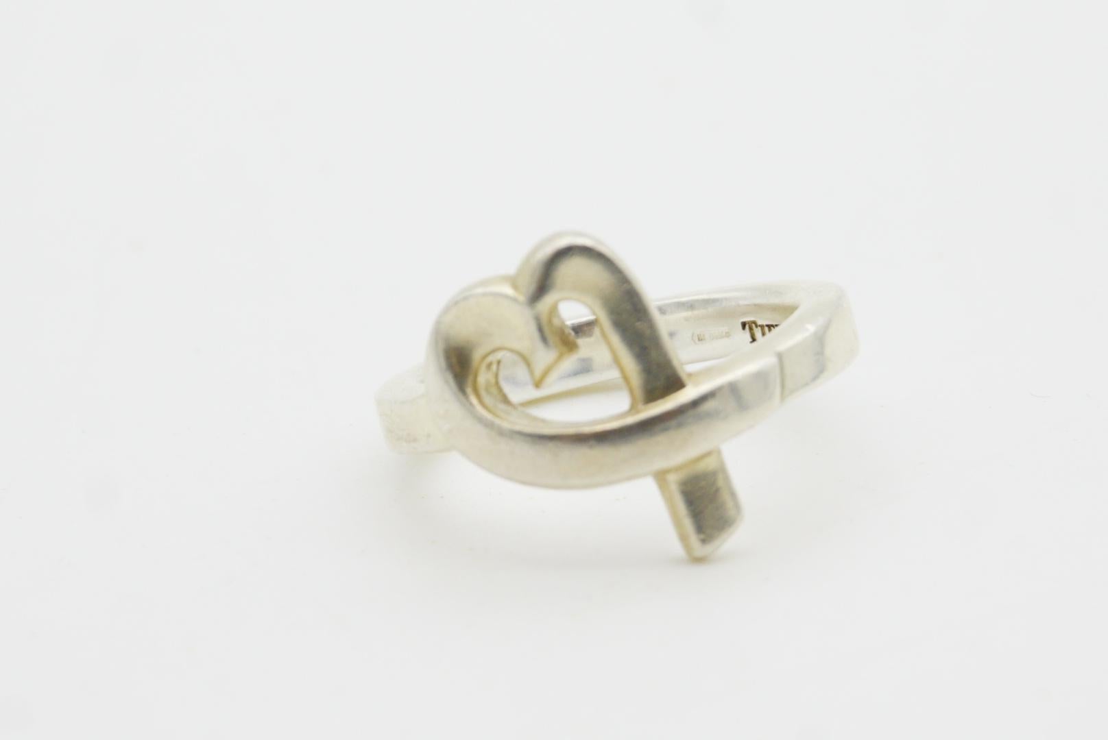 Tiffany & Co. x Paloma Picasso Silver 925 Heart Love Intertwined Ring 5 1/2 UK L For Sale 8