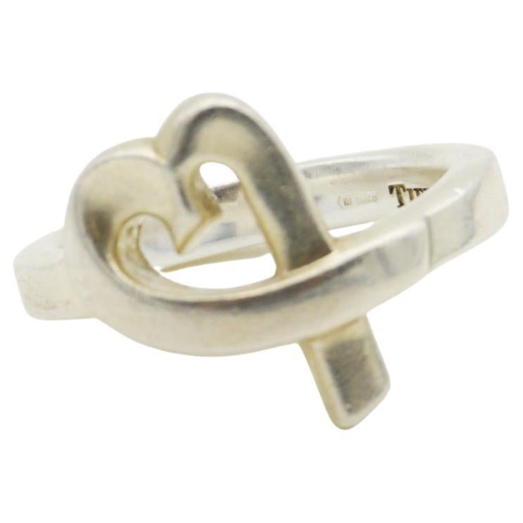 Tiffany & Co. x Paloma Picasso Silver 925 Heart Love Intertwined Ring 5 1/2 UK L