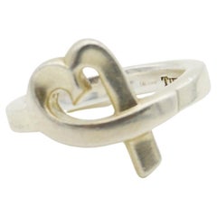 Paloma Picasso for Tiffany & Co. Argento 925 Anello Cuore Amore Intrecciato 5 1/2 UK L.
