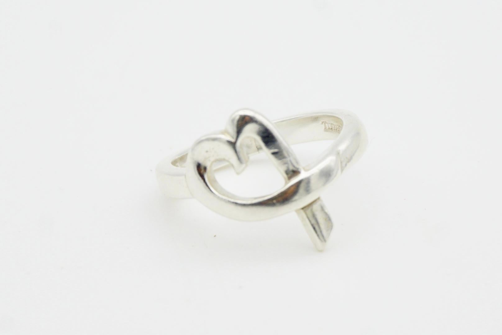 Tiffany & Co. x Paloma Picasso Silver 925 Heart Love Intertwined Ring 5 UK K For Sale 5