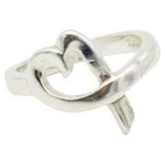 Tiffany & Co. x Paloma Picasso Silver 925 Heart Love Intertwined Ring 5 UK K