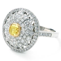 Tiffany & Co. Yellow Diamond Daisy Cocktail Ring Platinum