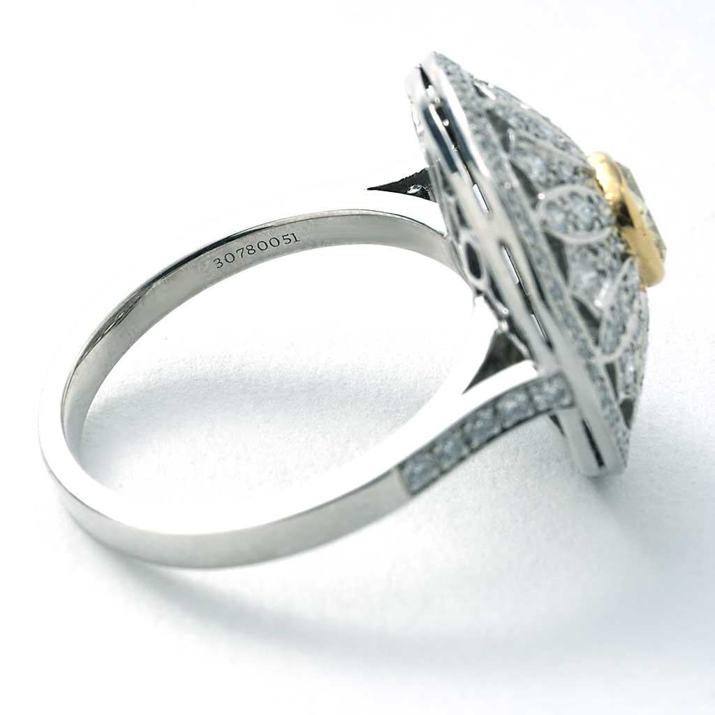 Cushion Cut Tiffany & Co. Yellow Diamond Daisy Cocktail Ring Platinum