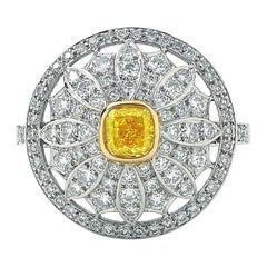 Tiffany & Co. Yellow Diamond Daisy Cocktail Ring Platinum