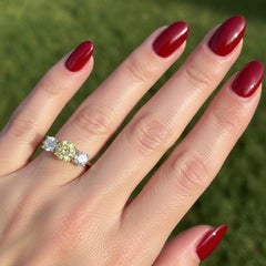 Tiffany & Co. Yellow Diamond Three-Stone 18K Gold and Platinum Engagement Ring