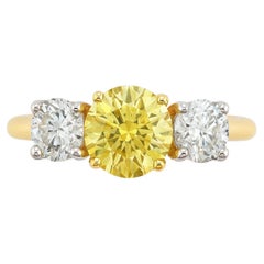 Tiffany & Co. Yellow Diamond Three-Stone 18K Gold and Platinum Engagement Ring