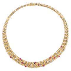 Tiffany & Co. Yellow Gold 18 Karat Diamond and Ruby Collar Necklace