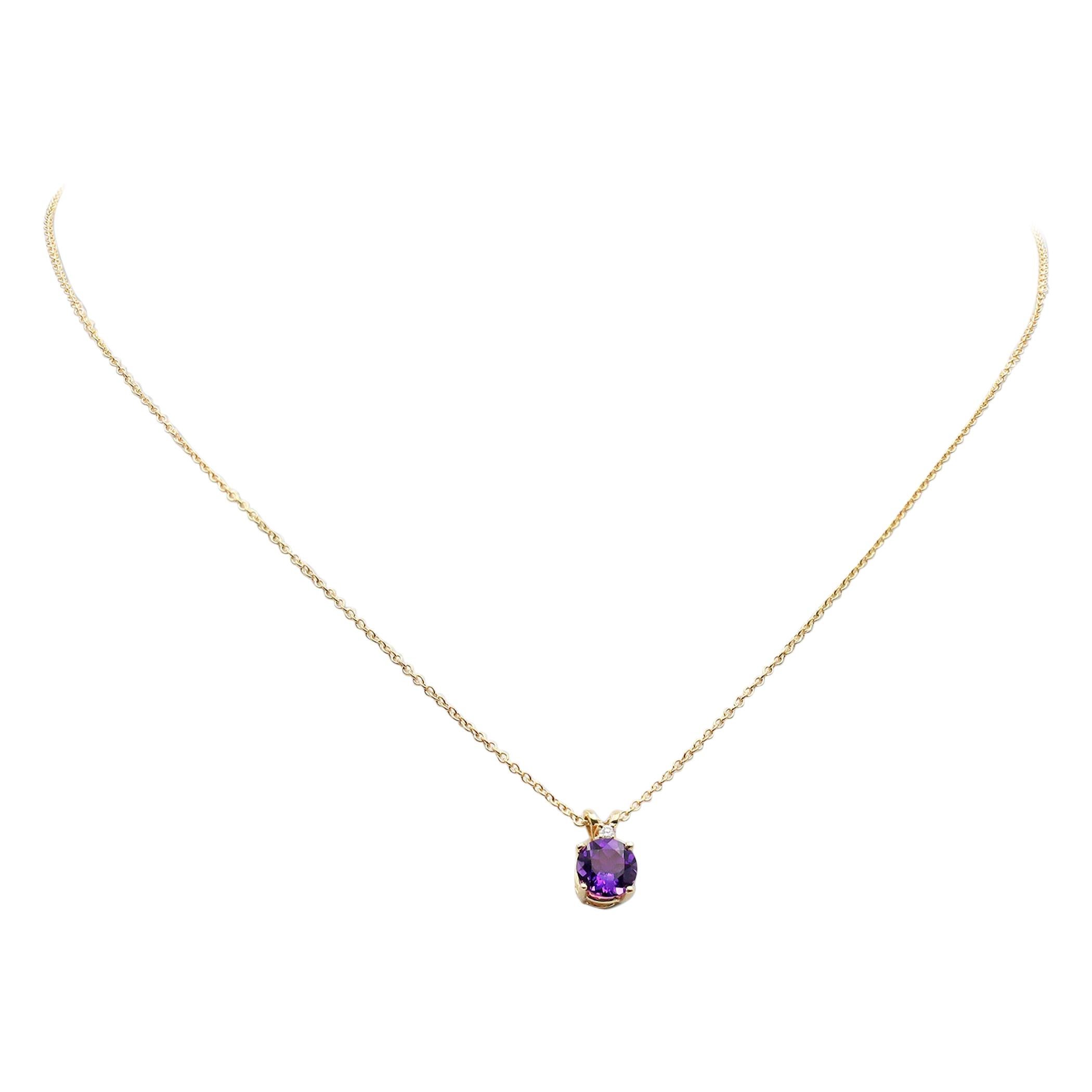 Tiffany & Co. Yellow Gold, Amethyst, and Diamond Pendant Necklace