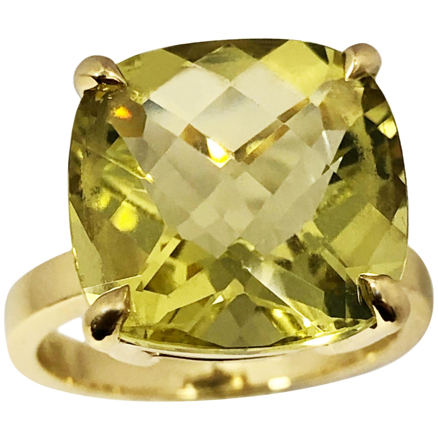 Tiffany & Co. Yellow Gold and Cushion Citrine Ring