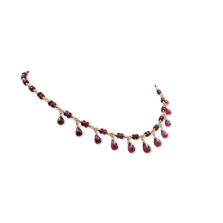Tiffany and Co. Yellow Gold and Garnet Necklace For Sale at 1stDibs
