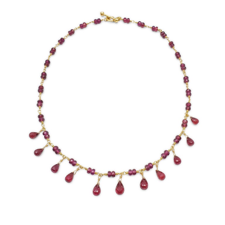 Tiffany and Co. Yellow Gold and Garnet Necklace For Sale at 1stDibs