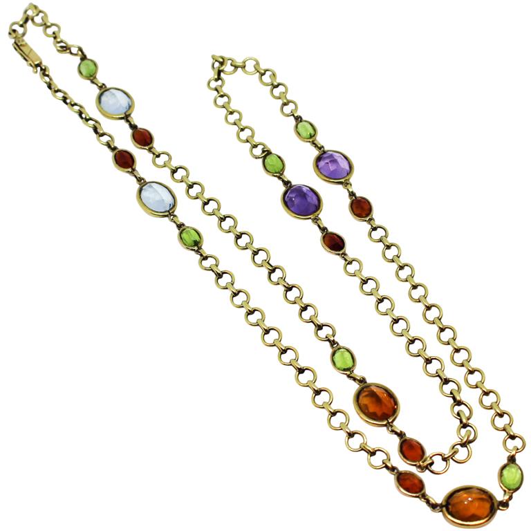 Tiffany & Co. Yellow Gold and Gem Stone Necklace