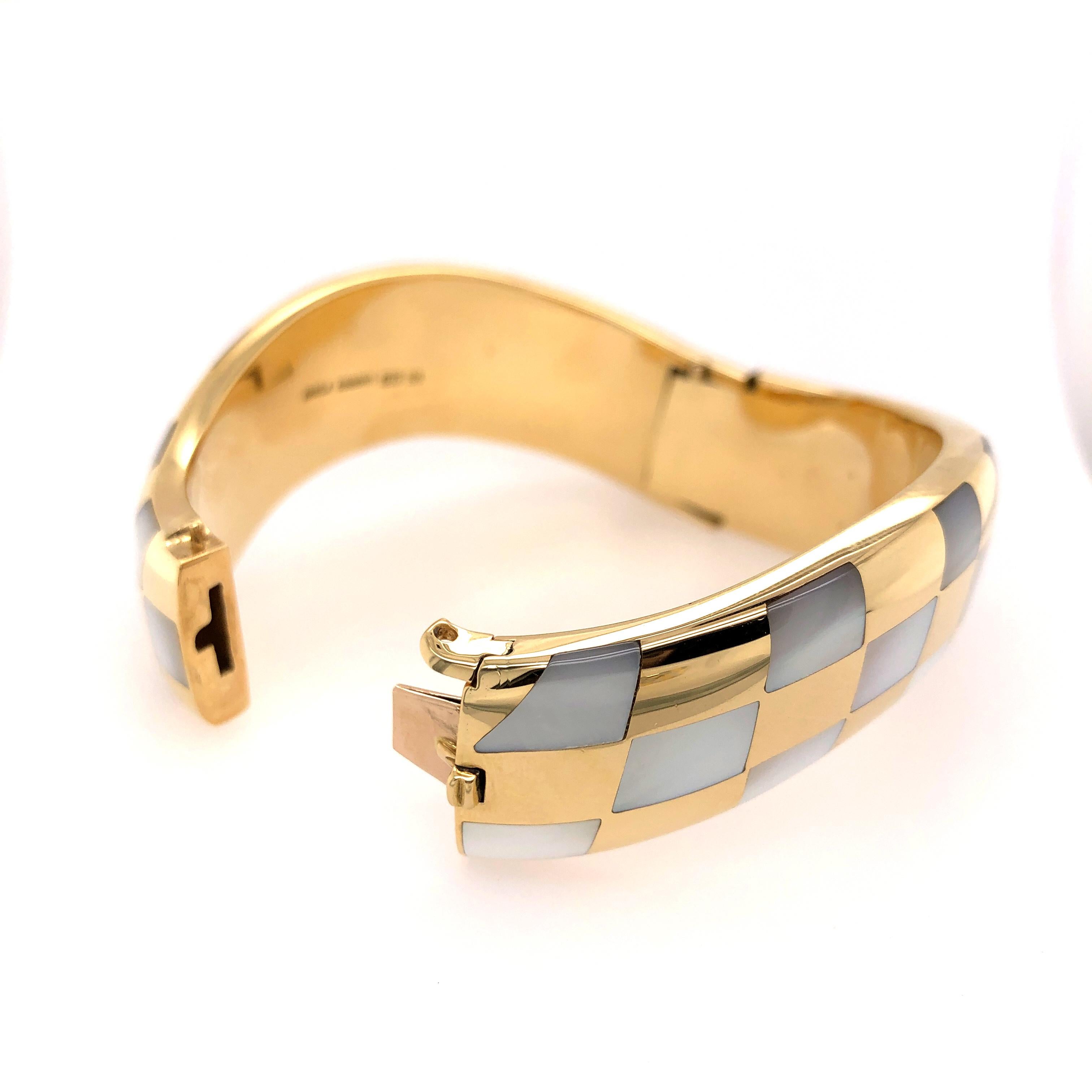 Angela Cummings Yellow Gold and Mother of Pearl Bangle Bracelet 1