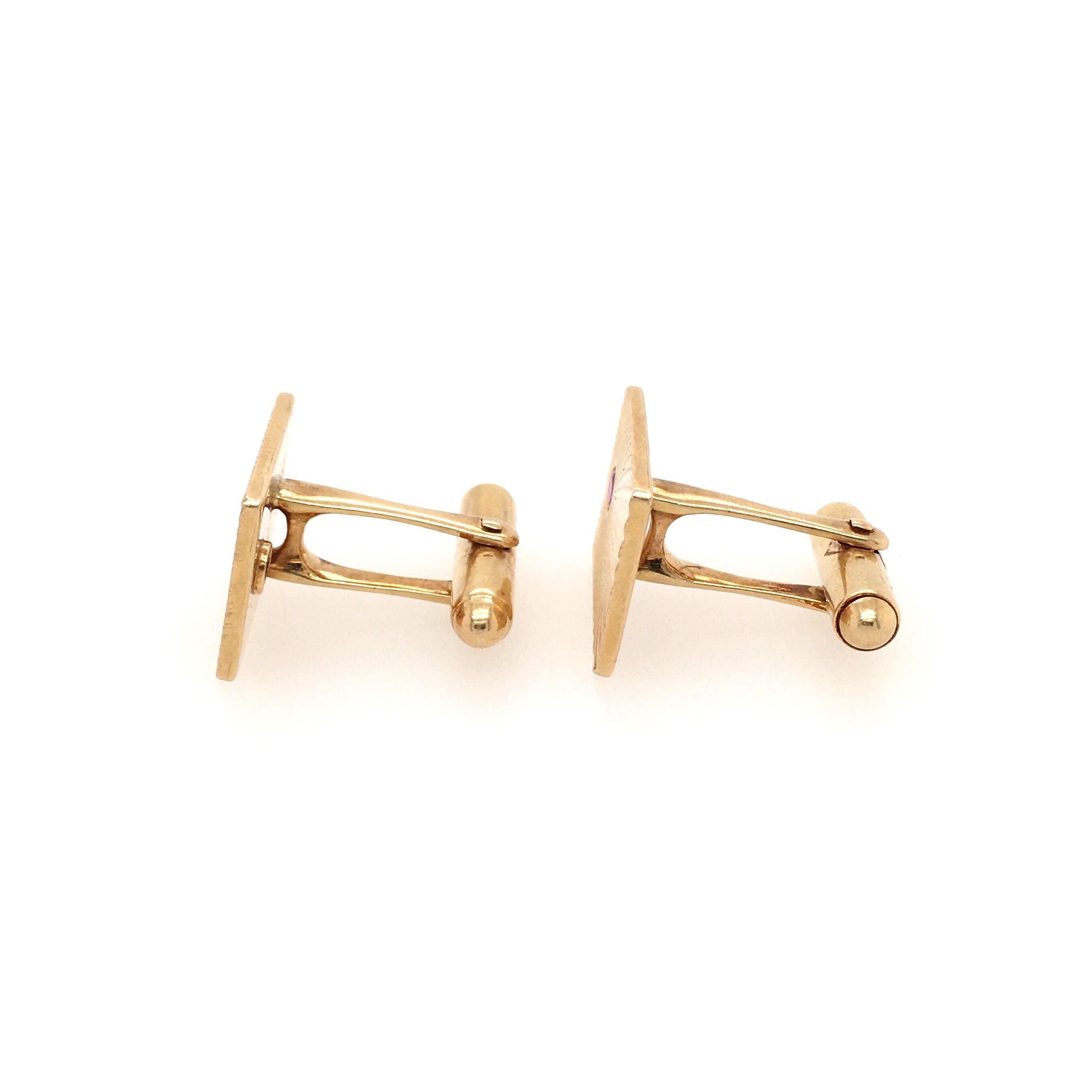 Round Cut Tiffany & Co. Yellow Gold and Ruby Cufflinks