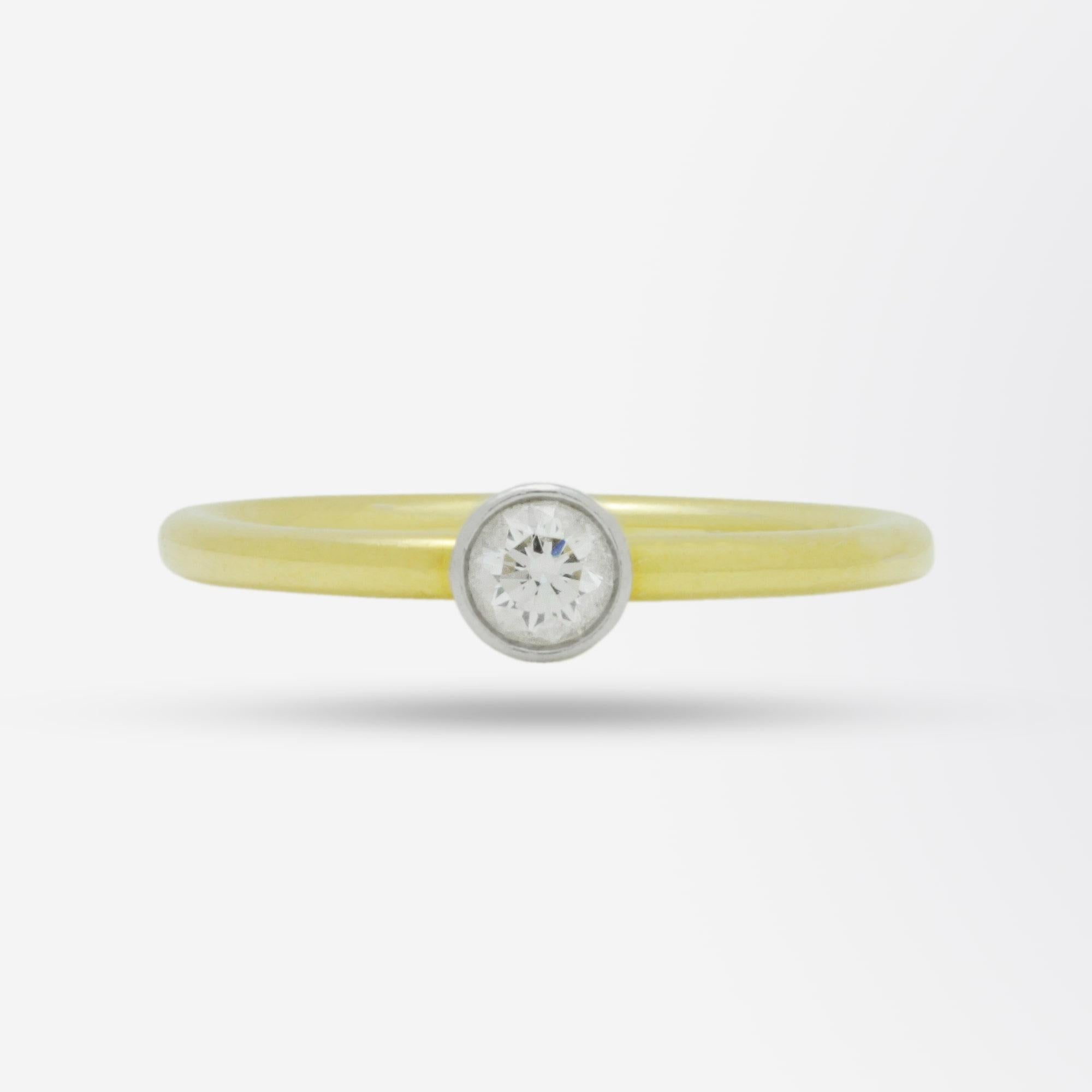 Modernist Tiffany & Co. Yellow Gold and Solitaire Diamond Ring