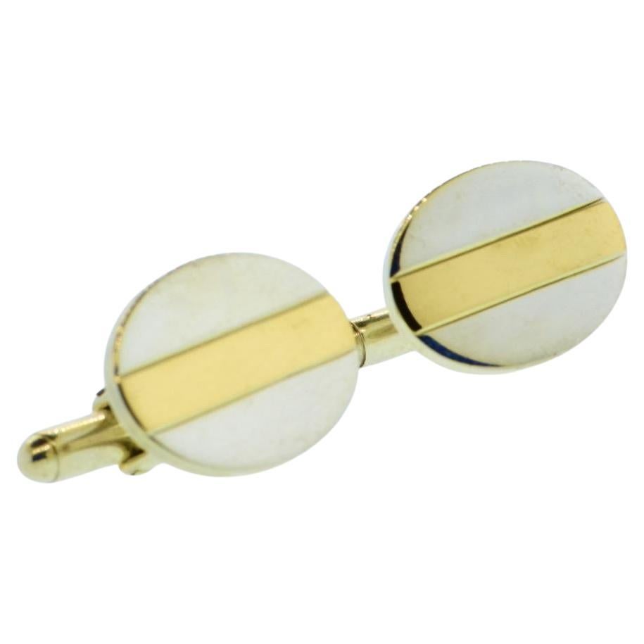 Contemporary Tiffany & Co Yellow Gold and Sterling Silver vintage Cufflinks, c.1990 For Sale